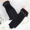 Luvas acolchoadas forradas para senhoras outono e inverno tela sensível ao toque quentes antiderrapantes luvas para dirigir ao ar livre luvas de algodão amigáveis à pele em estoque