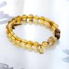 Citrino Natural Cuentas Redondas de aproximadamente 7 mm con Madera de Agar Pulsera de un Círculo Sencillo para Mujer Pulsera Nicho de Moda Retro