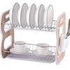 Prateleira de Armazenamento Doméstico Aço Inoxidável Escorredor de Louça Prateleira Dupla para Tigelas Prateleira Multifuncional de Mesa para Pratos e Tigelas