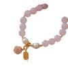 [Flor de Durazno] Pulsera de Cristal Rosa Natural Femenina Verano Ins Diseño Nicho Pulsera de Novia Joyería de Lujo Ligero