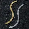 Pulsera de cadena con costuras de cola de pez de diamantes completos estilo hip-hop europeo y americano para hombre