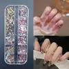 Accesorios para decoración de uñas mini diamantes de imitación para uñas diamantes de imitación irregulares de fondo plano en color blanco, rosa y champán decoraciones de uñas súper brillantes