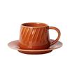 Taza y Platillo de Café con Relieve Roscado, Taza de Café Minimalista Nórdica Pequeña para Latte Art 150ml Set de Té de la Tarde Taza de Espresso