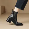 Vale la pena comprar~ Botines Chelsea Cuadrados de Tacón Grueso con Corte en V Retro Modernos Botas Martin Botines Cortos para Mujer Nuevo Estilo Otoño/Invierno