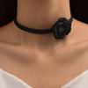 Colar de Camélia Estilo Europeu e Americano para Mulheres, Gargantilha Lolita Escura Corrente para Clavícula, Gargantilha Ascética de Serva Menina Picante