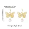 E13898 Brincos de Pérola com Borboleta Grande Super Fada para Mulheres, Brincos de Metal Versáteis Acessíveis na Moda Estilo Ins