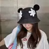 Sombrero de Sol de Vaquero con Mano Grande de Mickey de Dibujos Animados para Mujer, Sombrero Cubo Versátil para Adelgazar la Cara, Sombrero de Pescador Vintage Lavado con Visera