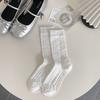 Calcetines calcetines de tubo miu calcetines apilados para dama lazo oscuro verano delgados transpirables lindos calcetines dulces
