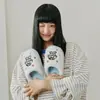 Pantuflas de algodón auténticas de Crayon Shin-chan para mujer, pantuflas de felpa cálidas para interior de otoño e invierno, pantuflas de felpa antideslizantes para el hogar