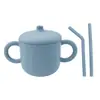 Taza de Silicona para Snacks Infantil Transfronteriza con Doble Asa, Asa, Popote Recto Curvo, Anticaídas, Suave, Taza de Agua Creativa, Taza con Popote