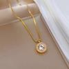 [Acero de Titanio por Todas Partes] Anillo Lleno de Diamantes Estilo Normcore Horno Oro Real Collar Femenino Popular Cadena Clavícula Accesorios