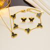 Nuevos Aretes de Mariposa Lindos de Acero de Titanio con Nácar de Estilo Coreano Moderno Transfronterizo para Mujer, Versátiles y de Alta Calidad