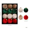 Nuevo Juego de Bolas de Navidad Cubiertas de Tela Colgante Caja de Escena Navideña Decoración de Árbol de Navidad
