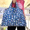 Bolsa de Supermercado Estilo Hong Kong, Bolsa de Tela Ecológica para Compras, Plegable, Portátil, Gran Capacidad, Diseño de Dibujos Animados en Oxford