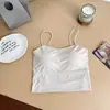 Sutiã camisola sem costura de seda gelada com costas nuas para mulheres, novo estilo primavera/verão, bojo fixo de peça única, top curto refrescante