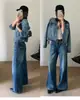 Nuevo Top de Otoño Estilo Europeo Dulce Fresco Chica Picante Jeans de Pierna Recta de Cintura Baja con Bolsillo Trasero Levanta Glúteos Diseño de Hebilla de Cobre Jeans con Cinturón 7878