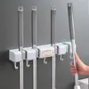 Soporte de pared para fregona, gancho adhesivo sin taladrar para baño, uso doméstico, montaje en puerta, gancho sin dejar marcas, clip para fregona, almacenamiento en el hogar