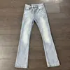 Jeans elásticos lavados de alta resistencia para hombres y mujeres, pantalones con vibra de la alta calle americana, pantalones casuales de corte slim, tiro alto, pierna recta acampanados
