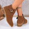 Botas Romanas Retro Transfronterizas para Mujer 2025 Otoño e Invierno Nuevas Talla Grande Tacón Grueso Punta Fina Botas Color Nude Calzado para Mujer Listo para Venta al por Mayor
