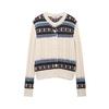 Atacado Transfronteiriço Europeu e Americano Inverno 2024 Novo Cardigã de Tricô Jacquard Gola Redonda Mangas Longas Moda de Rua Feminina
