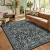 Alfombra de Sala de Estar Estilo Americano Cubierta Completa Mesa de Café Alfombra Floral Balcón Estudio Antideslizante Resistente al Desgaste Alfombra de Dormitorio Mesita de Noche