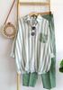Amazon Transfronterizo Primavera y Verano Talla Grande Suelto Chica Gordita Temperamento Casual Estilo Occidental Reductor de Edad Rayado Moda Traje Deportivo