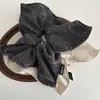 Bufanda Cuadrada Grande de Punto de Color Sólido Estilo Coreano con Patchwork Doble Cara, Lazo para el Cabello para Mujer, Accesorio para el Cabello de Cola Lateral de Gama Alta y Elegante