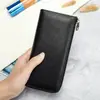 Cartera con Logo Personalizado de Cuero Genuino para Mujer, Bolso de Mano Antirrobo RFID, Cartera Multifuncional para Tarjetas