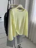 Cardigan de Punto de Seda Helada para Otoño Temprano, Sensación Perezosa, Protección Solar, Estilo Coreano para Mujer, Dobladillo Enrollado, Cuello Redondo, Botón de Concha, Top Camiseta con Abertura
