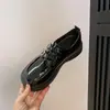 Zapatos Negros Pequeños de Cuero con Suela Gruesa para Mujer 2026 Primavera y Otoño Nuevos Estilo Británico Retro Charol Mocasines Planos con Plataforma Puntiagudos