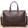 Bolso de mano casual para hombre de cuero de capa superior para ir al trabajo, bandolera de negocios, bolsa de oficina simple de gran capacidad para computadora