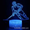 Lámpara de mesa pequeña estéreo con luz nocturna LED 3D de la serie de jugadores de hockey transfronterizos, táctil y colorida, USB