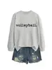 Sudadera casual simple con estampado de letras para mujer, cómoda, para voleibol, nueva de otoño e invierno, tienda independiente de Amazon Wish