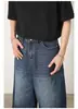 Shorts de mezclilla de pierna ancha y tiro cruzado de siete puntos, nuevo de verano, estilo retro americano, desgastados, unisex, rectos, holgados, pantalones cortos para hombre