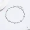 Pulsera de Plata de Ley 925 con Lazo para Mujer, Pulsera de Circonita con Brillo Intenso, Joyería Coreana de Temperamento Dulce, Diseño de Nicho, Joyería para Manos
