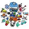 Patches bordados de carro mais vendido transfronteiriço, avião, futebol, cubo mágico com adesivo termocolante para decoração de roupas e jaquetas
