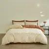 Nuevo Juego de Lujo de Cuatro Piezas 2026 de Algodón Jacquard de Color Sólido, Ropa de Cama de Algodón Lavado, Funda de Edredón para Dormitorios Universitarios