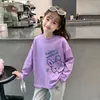 Camiseta Infantil de Algodão Puro Manga Longa Estilosa Desenho Bebê Ins Camada Base 2026 Nova Outono Meninas Primavera/Outono Top
