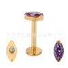 Paquete Ojo de Caballo Chapado en Oro de Titanio F136 con Zirconia 5A Joyería para Perforación de Uñas de Labios Aleación de Titanio G23 Accesorios Dorados para Uñas de Oreja