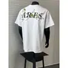Camisetas Bordadas com Guirlanda Floral Street Retro Americanas de Manga Curta para Homens e Mulheres no Verão Tops Soltos de Tecido Pesado para Casal de Meia-Manga