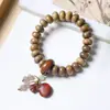 Pulsera de Sándalo Verde de Venta Caliente con Diseño DIY Distintivo Pulsera de Esmalte con Candado de Paz Cuerdas para Niños y Niñas Apilada con Cuentas de Mano