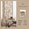 Exportación Transfronteriza de Cortinas de Lino y Gasa Estilo Pastoral Francés, Cortinas Transparentes Estampadas que Dejan Pasar la Luz y a las Personas, Adecuadas para Dormitorio, Sala de Estar y Balcón