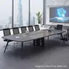 Mesa de Conferencias Mesa Larga Muebles de Oficina Simples Modernos con Caja para Cables Banco de Trabajo Mesa Larga Rectangular para Negociación y Juego de Sillas