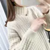 Estilo coreano outono e inverno Novo suéter folgado preguiçoso cor sólida versátil estilo ocidental com torção gola alta suéter pullover para mulheres