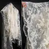 Tecido Renda Jacquard Floral Bordado Off-White Malha Tecido para DIY Criativo Saia de Vestido de Noiva Semi-Transparente Tecido de Designer