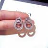 Pendientes de botón de plata esterlina S925 chapada en electroplata estilo Liu Shishi, pendientes de círculo de tamaño de circonita Super Flash, joyería elegante para la oreja estilo coreano