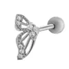 Piercing de Cartilagem para Orelha, Estilo Coreano, Moderno, Aço Inoxidável, Haste Grossa com Rosca, Bola, Micro-Pavimentado com Zircônia, Formato de Borboleta