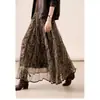 26 Falda Midi Fluida Línea A con Cintura Elástica, Estampado Maillard, Luz y Sombra de Barcelona, Falda de Paraguas Bohemia