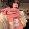 Novo Cachecol de Lã com Laço de Coelho Fofo 2024 Feminino Outono e Inverno Estilo Japonês Estudante Mais Fácil de Combinar Cachecol Quente