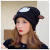 Gorro de Cordero para Mujer Otoño e Invierno Lindo Dibujo Animado Gorro Cálido Orejas de Ciclismo Algodón Engrosado Gorro de Confinamiento de Felpa